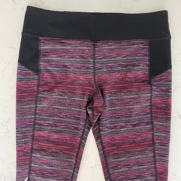 Running Room Fit-Wear Striped Crop Capri Length Leggings Pink Purp Blk Gray Sz M - Picture 4 of 13